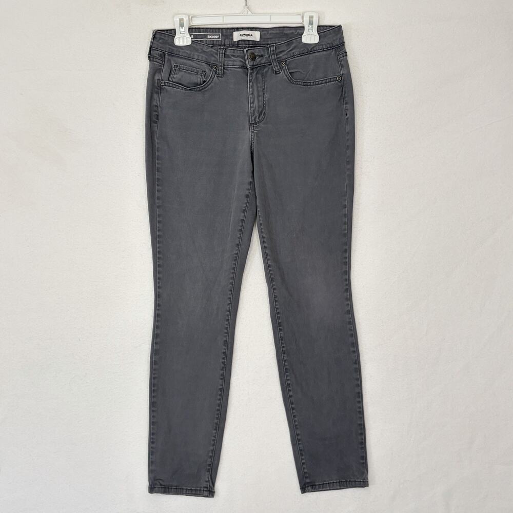 Sonoma Ankle Crop Pants Womens Size 8 Gray Skinny Leg Mid-Rise 5 Pocket Stretch